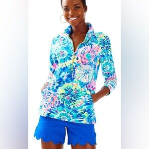 Lilly Pulitzer Skipper Popover 1/2 Zip in Multi colour Dive In print Size Small